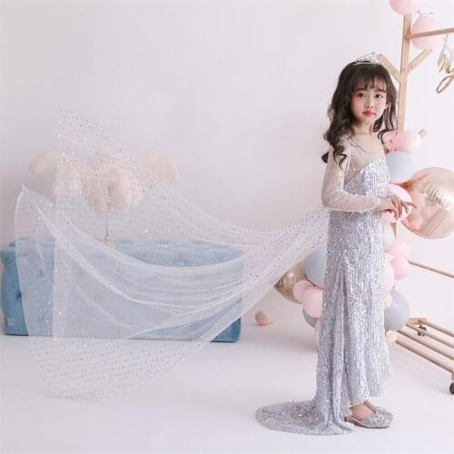 White&Blue Sequined Long Dress Summer Girls Clothes Dresses for Girls Halloween Carnival Princess Cosplay Costume