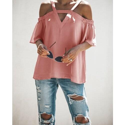 Breathable Comfortable Hollow Tops Short-Sleeved Fashion Loose Flared Sleeve Shirt Multicolor Selection Free Shipping 2021