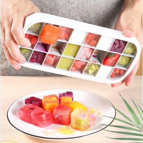24-Cell Ice Cube Mold Household Ice Tray Ice Box Quick Freezer With Lid Artifact Silicone Refrigerator Ice Mold Summer Kitchen