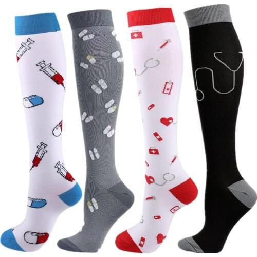 Running Men Women New Compression Socks Knee High Fit For Doctor Nures Medical Nursing Outdoor Cycling Long Pressure Stockings