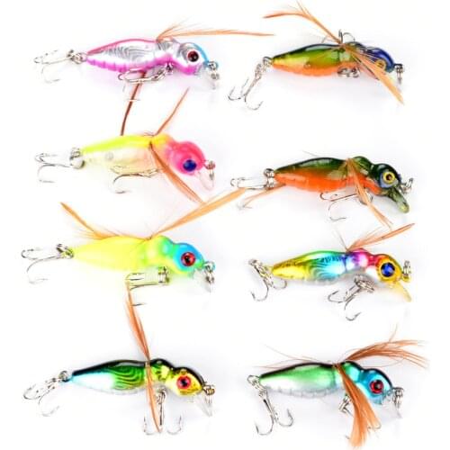 HiUmi 8Pcs Fishing Baits Lifelike 3D Eyes Fishing Lure 4.5cm 3.6g Fishing Tackle Crankbait