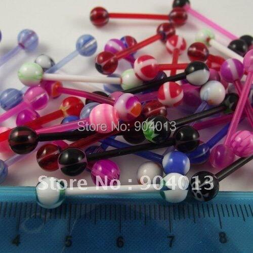 10pcs 14G Bioplast Acylic Soft Tongue Rings,Body jewelry Tongue barbell Nail Ring,body Piercing jewelry