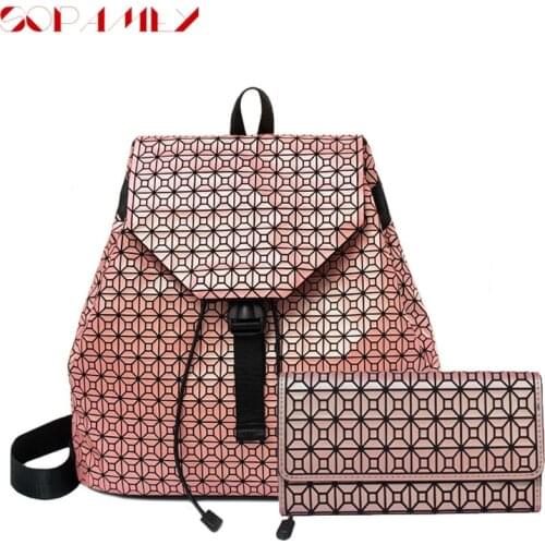 Set Student School Laptop Backpack Solid Silica Gel Fashion Designer Women Bags Men Geometric High Capacity Backpacks Mochila
