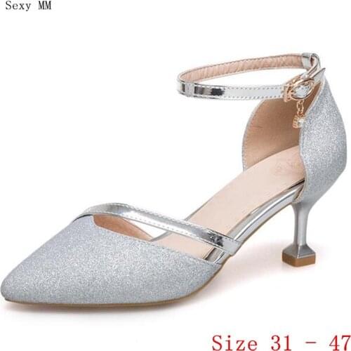 Summer High Heels Women D'Orsay Pumps High Heel Shoes Stiletto Woman Wedding Shoes Plus Size 31 32 33 - 40 41 42 43 44 45 46 47