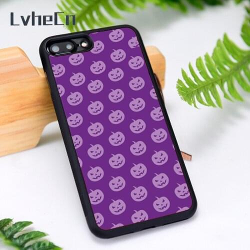 LvheCn Silicone Rubber Phone Case Cover for iPhone 6 6S 7 8 Plus X XS XR 11 12 Mini Pro Max Purple Pumpkins