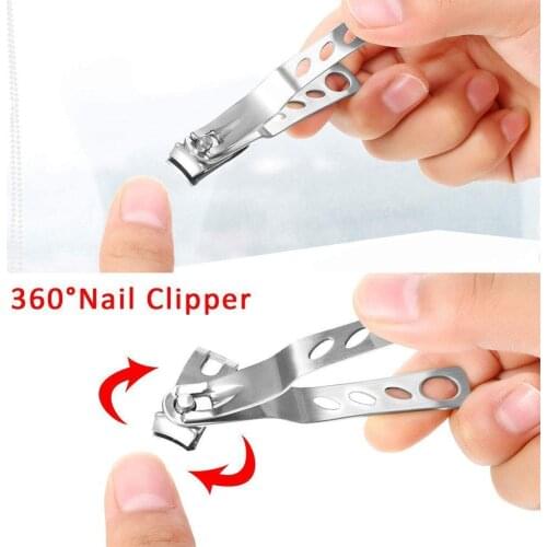 Multi-Functional Steel Nail Cutter 360 Degree Nail Professional Toe Trimmer Manicure Nail Clippers Rotating N3Q5
