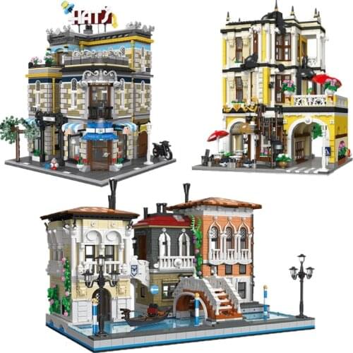 Idea Street View Tea Shop The Little Venice Weapon Museum Moc Modular Building Blocks Bricks Model Toys Gifts Emporium Post