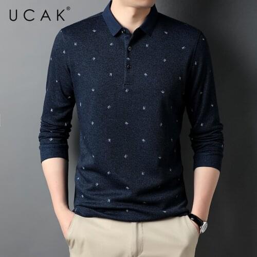 UCAK Brand Classic Casual Cotton Turn-down Collar T Shirt Men Clothes Autumn New Arrivals Streetwear Long Sleeve T-Shirts U5697