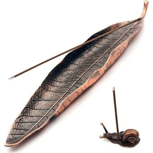Incense Holder Set - Leaf and Snail Incense Burner, Incense Holders for Sticks Ash Catcher, Incense Ash Catcher Tray