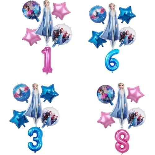 Disney Frozen Elsa Princess Foil Balloon Set Birthday 32Inch Number Helium Globos Baby Shower DIY Kids Party Decorations Gifts
