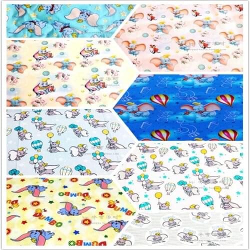Disney Dumbo Balloon Print 100% Cotton Fabric for Boy Clothes Hometextile Cushion Cover Curtain Needlework DIY