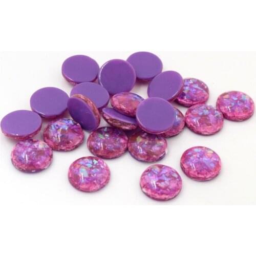 New Fashion 40pcs 12mm Dark Purple Colors Built-in metal foil Flat back Resin Cabochons Fit 12mm Cameo Base Cabochons-V1-28
