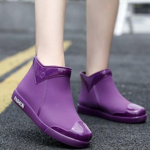 Shoes Woman Rain Boots Waterproof Fashion Girls Shoes Ladies Cute Short Ankle PVC Rainboots