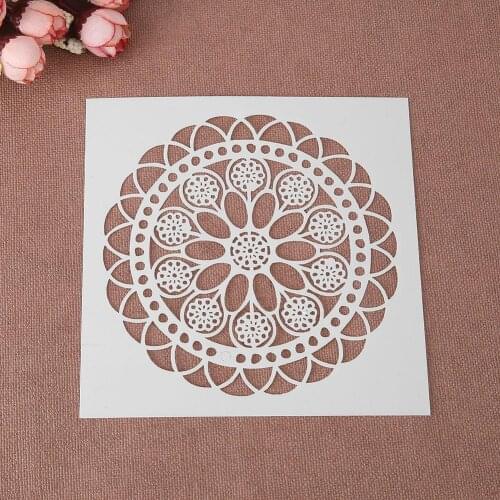 Plastic Round Flower Print Coffee Cake Stencil Fondant Buttercream Spray Mold Decoration For Kitchen / Cake Shop