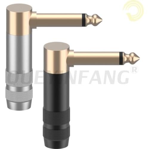 QUEYINFANG Gold-plated Copper L type 6.35mm Mono Plug 90 Degrees Microphone Male Plug 6.5 Audio Welding Cable Connector