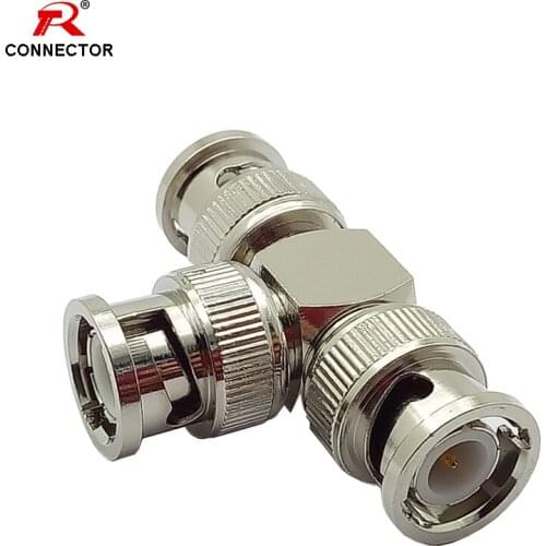 1pc "T" BNC Connector, 1xMale Plug To 2xMale Plugs BNC Splitter Connector for Coaxial Cable