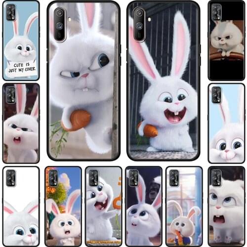 Luxury Phone Case For Realme 6 7 8 Pro C21 C3 XT 5 X50 C20 GT Neo C25 C11 Shockproof Black Soft Back Cover Cute Cartoon Rabbit