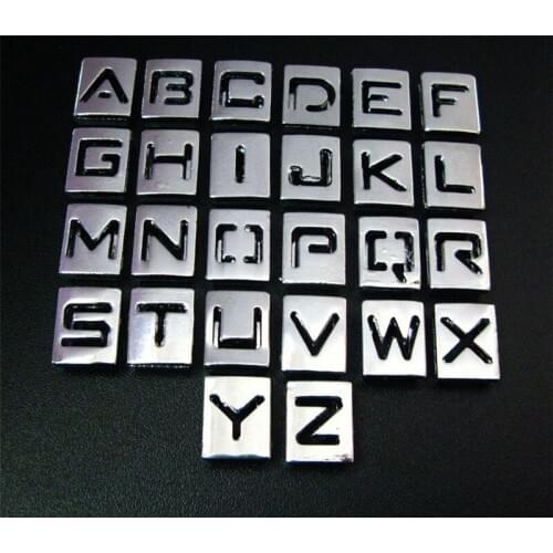 Silver Hollow A-Z Slide Letters Slide Charms Beads DIY Accessories 8mm Handmade Bracelets Necklace Pendant Pet Collar