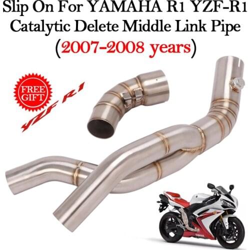 Slip On For YAMAHA YZF-R1 R1 2007 2008 Motorcycle Exhaust Modified Escape Enhance Catalytic Delete Middle Connection Link Pipe