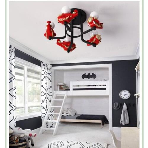 Modern Decora Kids Bedroom Cartoon Surface Mounted Ceiling Light Blue Red Color Plane Design Children Ceiling Lamps E27 Lighting