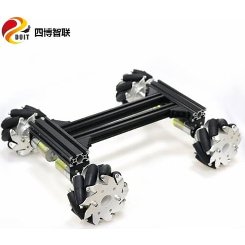 SZDOIT 100mm Omnidirectional Mecanum Wheel Metal Smart Robot 4WD Car Chassis Kit Heavy Load Metal Vehicle Frame 12V Motor DIY