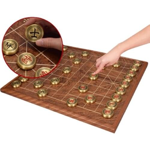 Vintage Large Chess Portable High End Gifts Chinese Metal Pieces Sculpture Chess Premium Chessboard Jeux Adult Games DE50QL