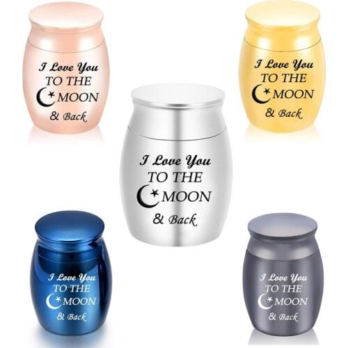 I Love You to the Moon and Back Cremation Urn Jewelry Human Pet Keepsake Memorial Mini Jar Funeral Pendant for Ashes
