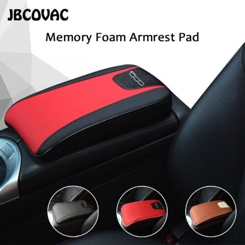 1PC Auto Armrest Pad Memory Foam Car Interior Accessories Cushion Cover Armrest Mat Storage Box For Fiat 500 Abarth Car Styling