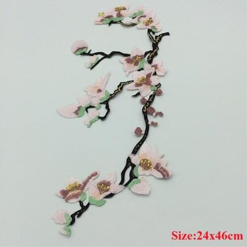 10pcs Magnolia Flower Jacket Patches Embroidery Patch For Clothes parches Cheongsam Dress Fabric Patchwork Motif Badge Appliqued