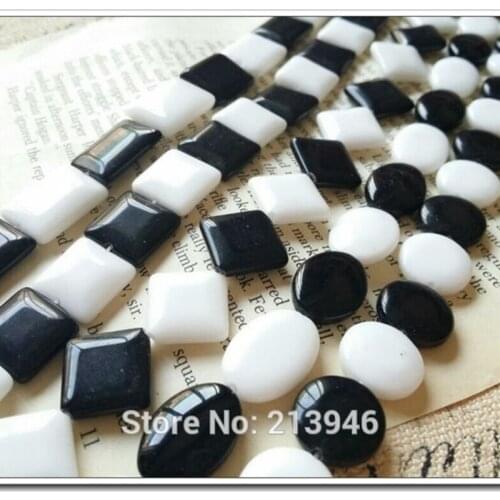 14MM & 13*18MM 2 strands / pack Natural Black & White Stone Bead Strands Jewelry Beads