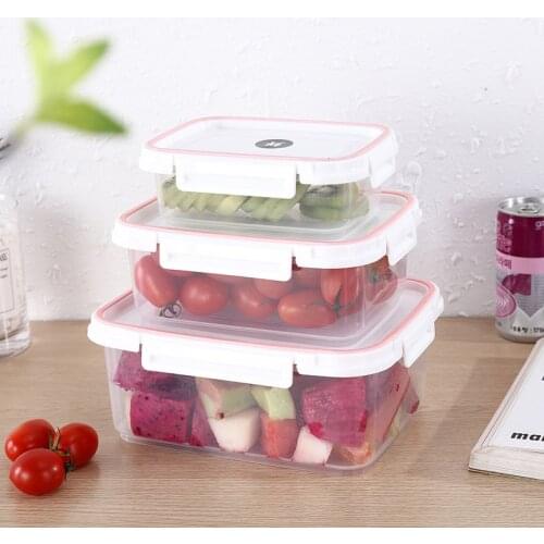 3pcs/set Storage Boxes Kitchen Plastic Microwave Refrigerator Food Storage Sealing Box Lunch Box Container