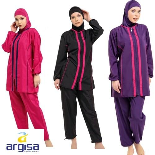 Argisa 7112 Long-Sleeve Stripe Plus Size Full Burkini Muslim Swimwear 3XL-5XL Hijab Islamic Swimsuit Fashion Turkey Women Cover