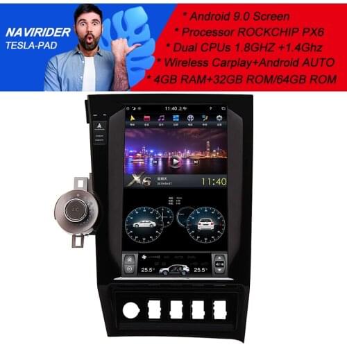 PX6 Car Bluetooth Screen Android 9 GPS Navigation Multimedia Player For Toyota Sequoia Tundra 2013 13.6" Tesla Carplay Head Unit