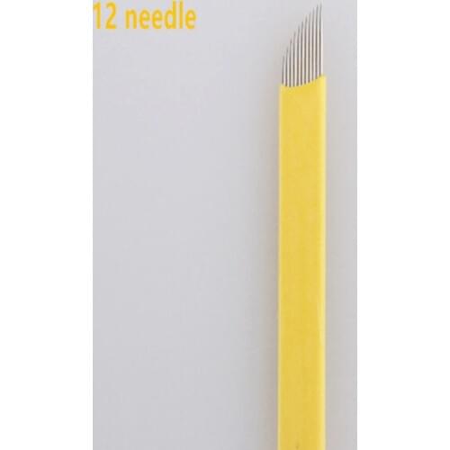 Free Shipping 100 Pins Permanent Makeup Eyebrow Manual Blade Tattoo Needles for Tattoo Pen