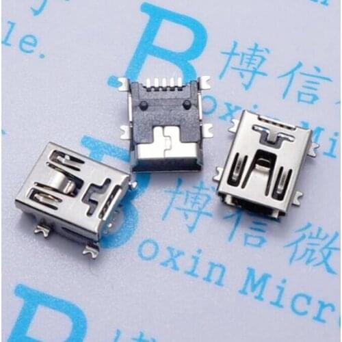 Free Shipping 50pcs Mini USB 5pin Female Socket Connector 4foot for Tail Charging Mobile Phone best quality