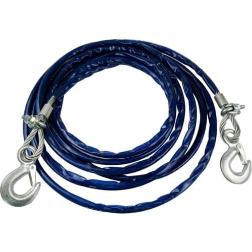 1260G Heavy Duty Tow Ropes 4M 5 Tons Wire Cable High Strength Safety Hook Steel Wire Trailer Car Emergency Towing Rope