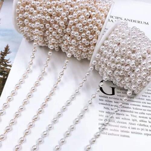 1 Meter Beaded Chain Imitation Pearl Chain Copper Necklace Chain For DIY Handmade Accessories Jewelry Making Components Crafts