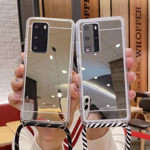DIY Crossbody Necklace Case Samsung S21U S21Plus S20Plus Note20U S10Plus S9Plus A21S A41 Mirror Makeup Strap Lanyard Capa Cases
