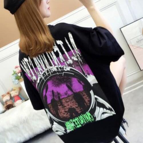 Zuolunouba Summer High Quality Cotton Casual Short Sleeve T-shirts Women Novel Scenery Print Harajuku Tees Tops Girl Loose