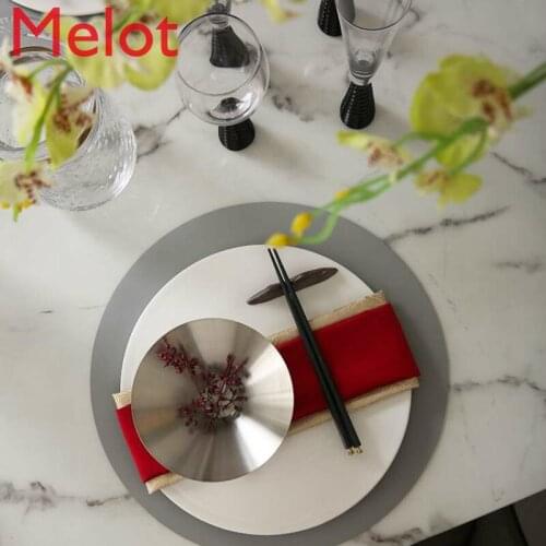 High-End Luxury New Chinese Style Hotel Table Display Tableware Napkin Household round Placemat Chopsticks Shelf White Plate Set