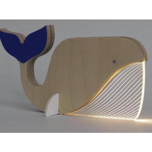Whale Peacock Wooden Ornament Pelican Miniatures Lighting Transparent Acrylic Figurines LED Light Home Decoration Crafts 2021