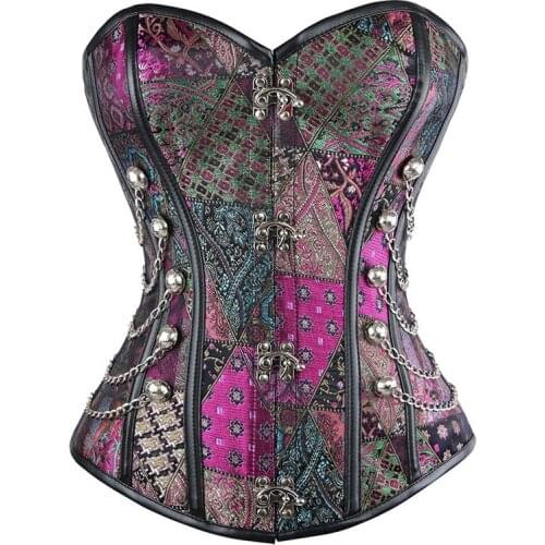 Steampunk Overbust Corset Women Sexy Lace Up Underbust Steel Boned Corsets And Bustier Body Shaper Waist Trainer Vintage Corsage