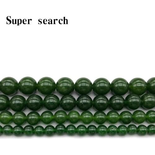 Natural Stone Green Jades Round Loose Beads 6 8 10 12MM Pick Size for Jewelry Making