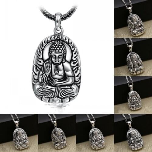 BOCAI S925 Sterling Silver Pendant Eight Guardian Gods Hollow Out Pure Argentum Patron Saint Oval Amulet For Men And Women