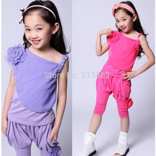 Summer new childrens clothing Korean explosion models girls cotton suit suit baby sling flowers