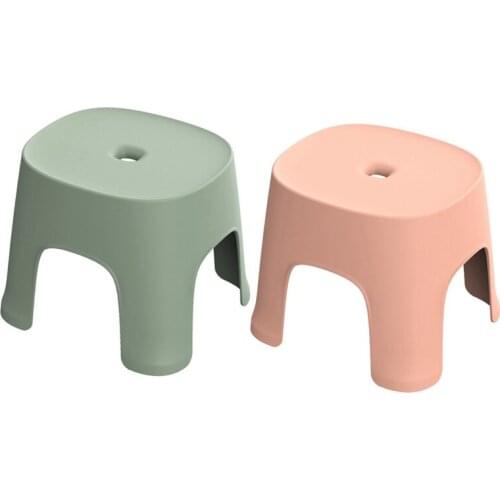 2pcs Small Bench Anti-Skid Coffee Table Plastic Simple Stool Adult Thickening Childrens Stool For Shoes Short Stool - Green & P
