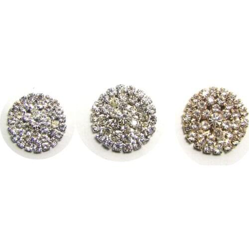 Fashion silver or gold rhinestone round 20mm or 22mm metal flatback garment ornament buttons accessories 30pcs x
