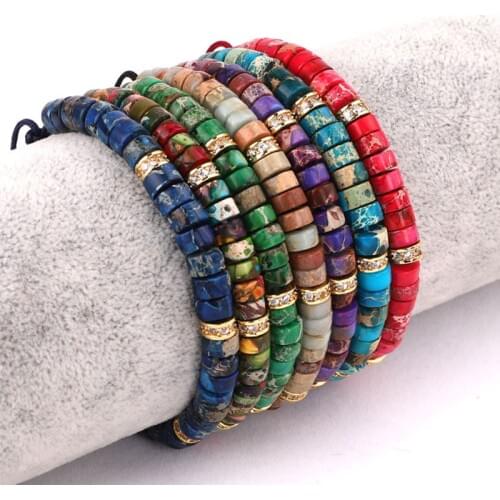 Fashion Women Men Bracelet CZ Spacer Natural Imperial Stone Friend Bracelet Men Jewelry Gift