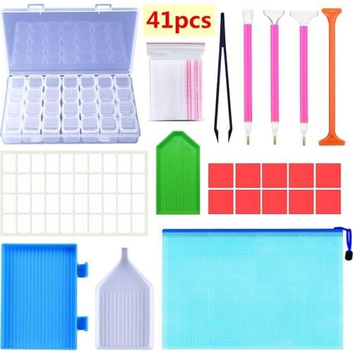 DIY Diamond Painting Kit Diamond Embroidery Accessories 28 Grid Storage Box Cross Stitch Diamond Mosaic Tool Set