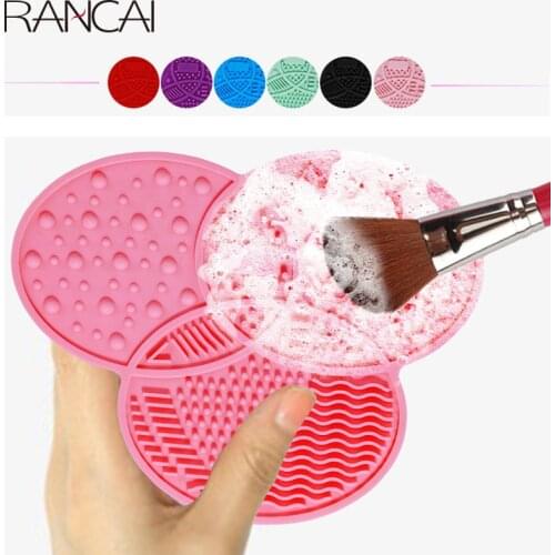 RANCAI Silicon Makeup Brush Cleaning Mat Makeup Brush Cleaner Pad Cosmetic Portable Washing Tool Scrubber with Suction Cup